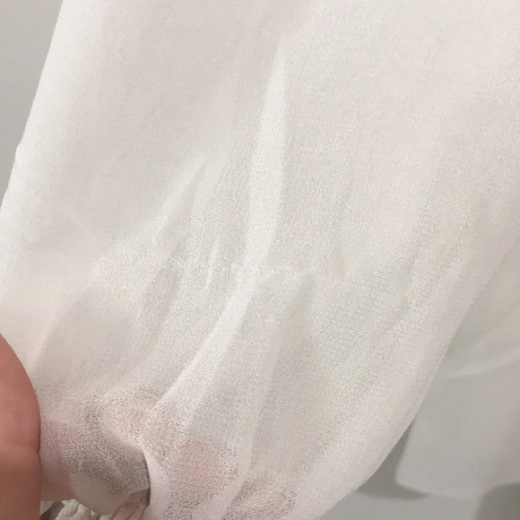 Aritzia Wilfred Wistful Dress Size S Light Birch Chiffon Mini Dress with v-neck - Picture 12 of 15